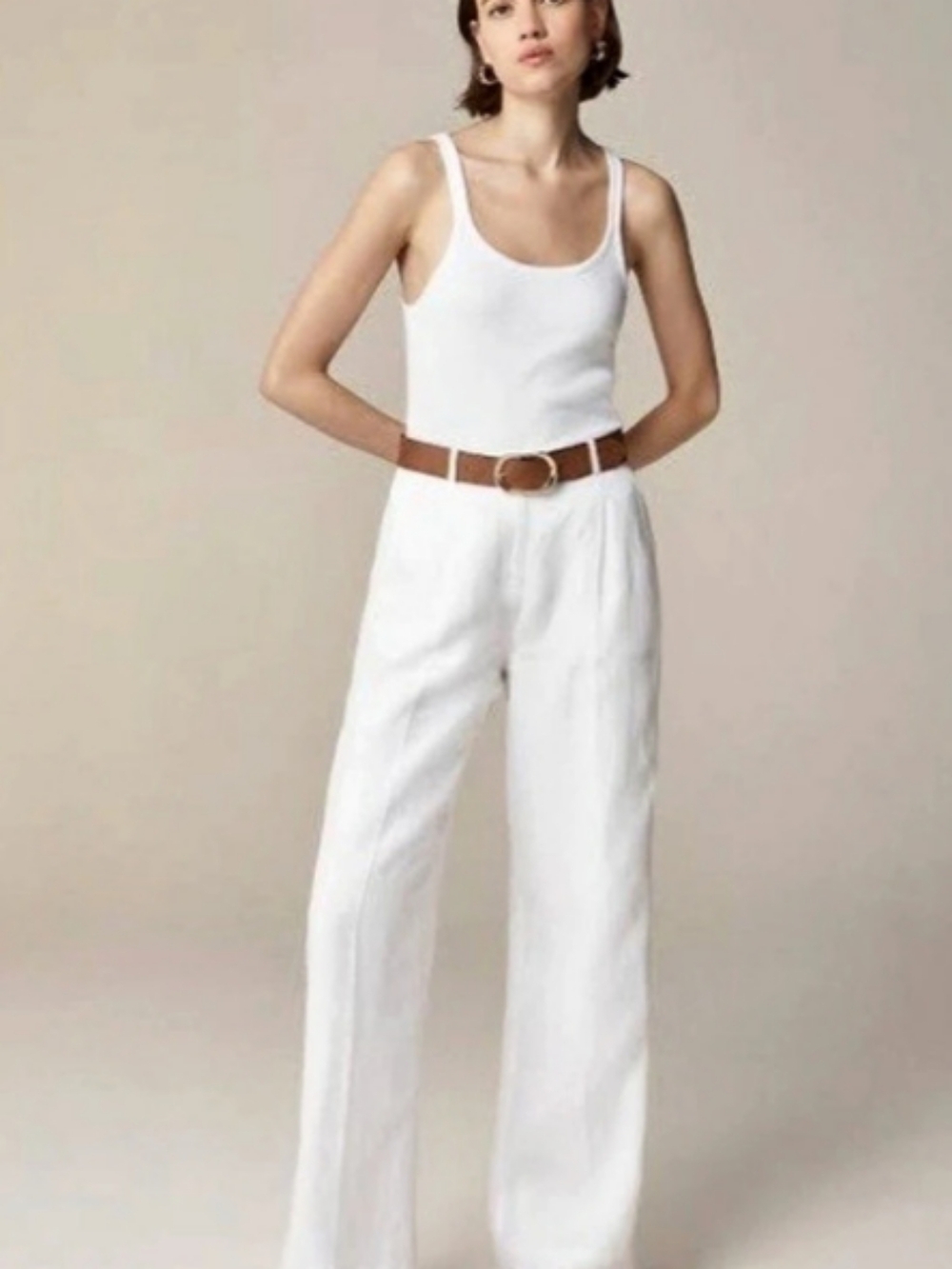 J Crew White Linen Pants Size 8